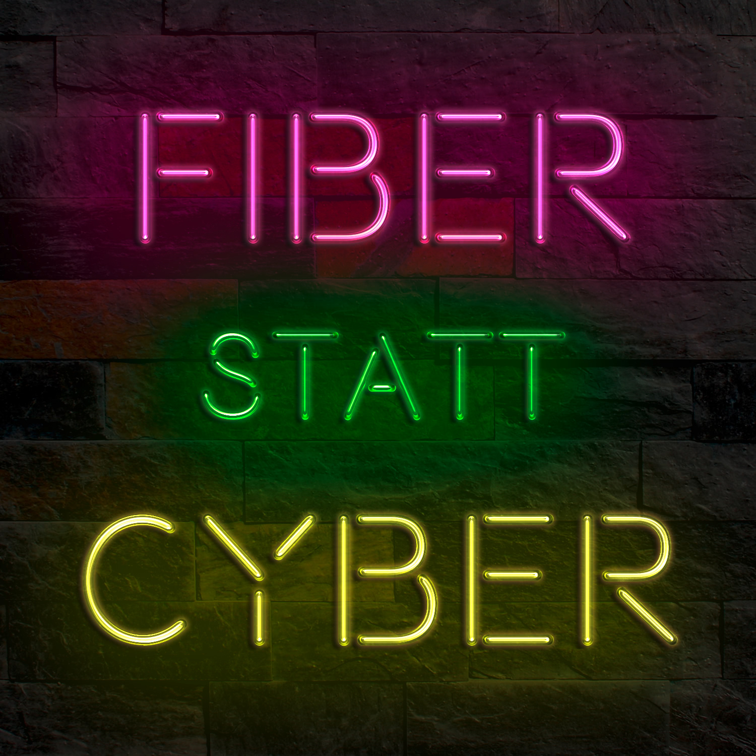 Sticker Neonschrift „Fiber statt Cyber“