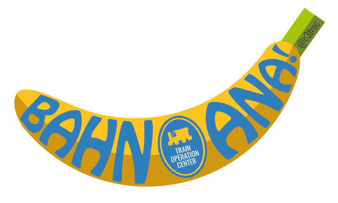 Sticker Freiform in Form einer Banane, Schriftzug „Bahn-ana“
